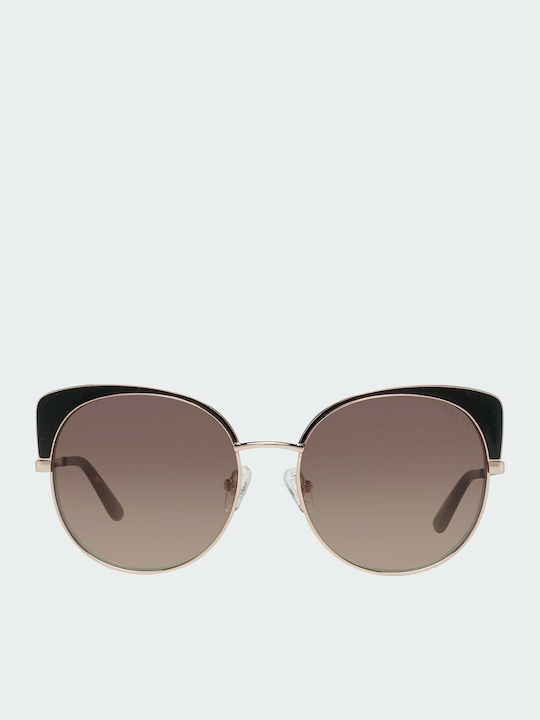 Guess Damen Sonnenbrille mit Gold Metall Gestell und Braun Verlaufsfarbe Linse GU7599 50G