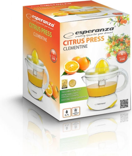 Esperanza Clementine Electric Juicer 25W with 700ml Capacity Yellow