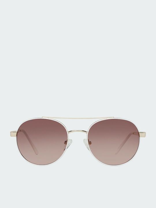 Guess Women's Sunglasses with White Metal Frame and Brown Gradient Lens GF0367 32T