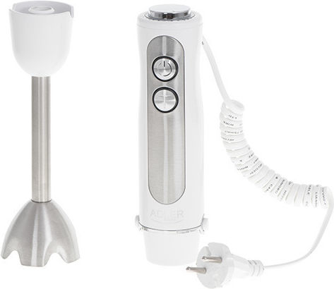 Adler Blender De Mână Cu Tijă Din Inox 1500W Alb