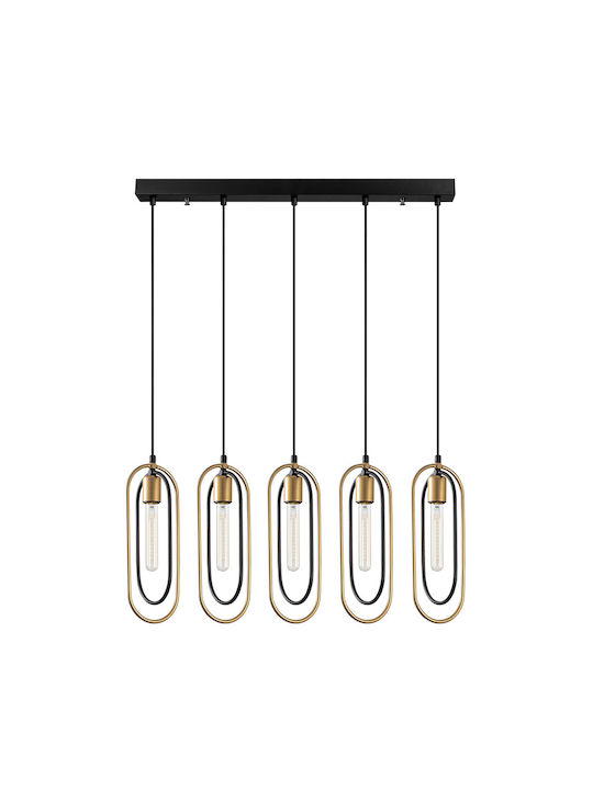 Cerco Pendant Chandelier Rail for 5 Bulbs E27 Gold