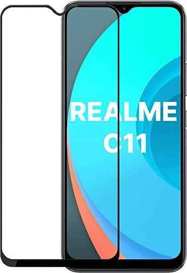 9D Full Glue Full Face Tempered Glass Μαύρο (Realme C11)