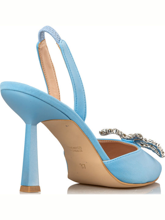 Leather Pointed Toe Stiletto Light Blue High Heels