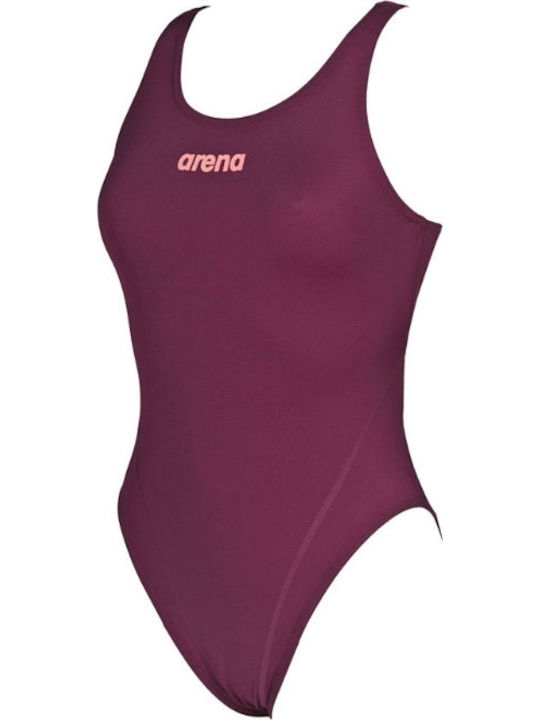 Wide Strap Racerback Activewear Swimsuit Solid Swim Tech High Burgundy