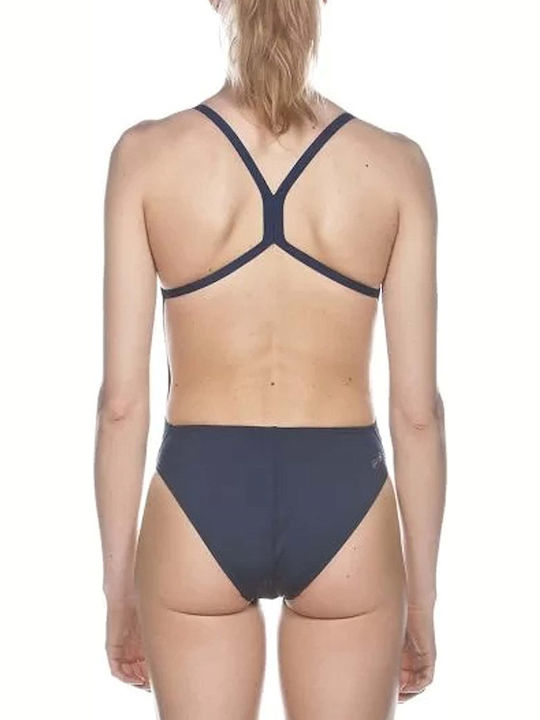 Solid Lightech High Athletic One-Piece Swimsuit Navy Blue