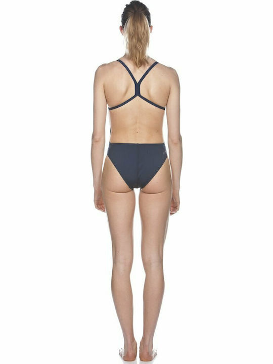 Solid Lightech High Athletic One-Piece Swimsuit Navy Blue