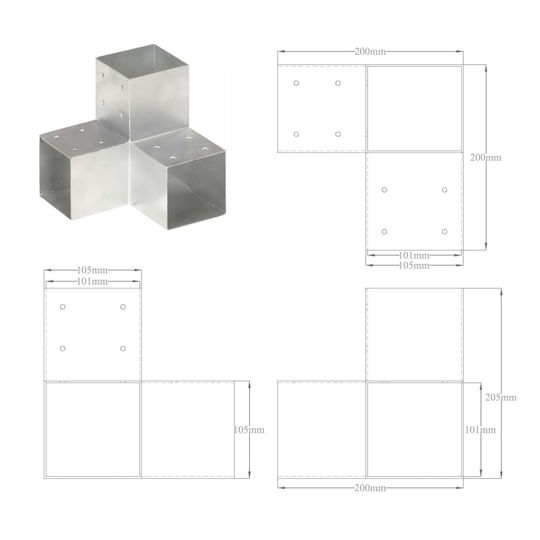 vidaXL Σύνδεσμος για Πέργκολα Γαλβανιζέ 10.1x10.1cm 4τμχ Σχήμα Υ