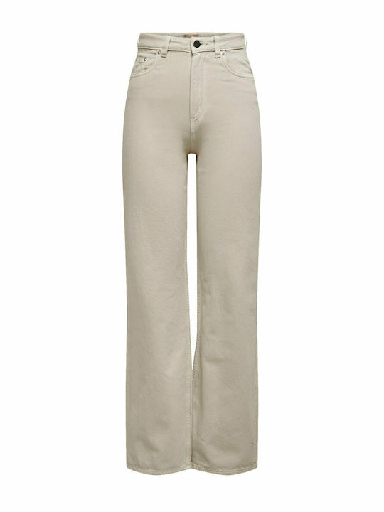 Camille-Milly High Waist Women's Jean Trousers in Regular Fit Silver Lining