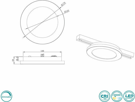 Trio Lighting Camillus Кръгла На открито LED Панел 9W с Топло бяло Светлина 3000К 14.8см.