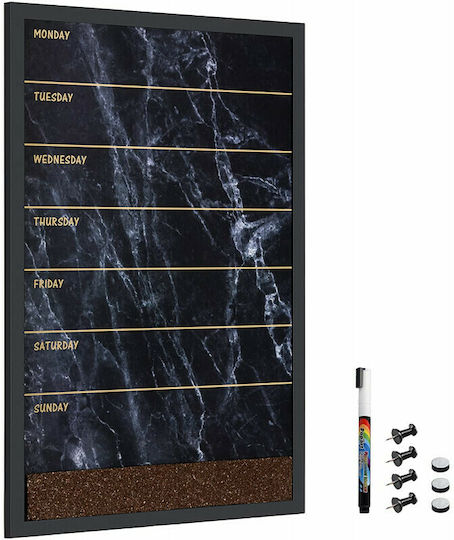 Navaris Panou Magnet Black Marble Săptămânal Program 60x40cm