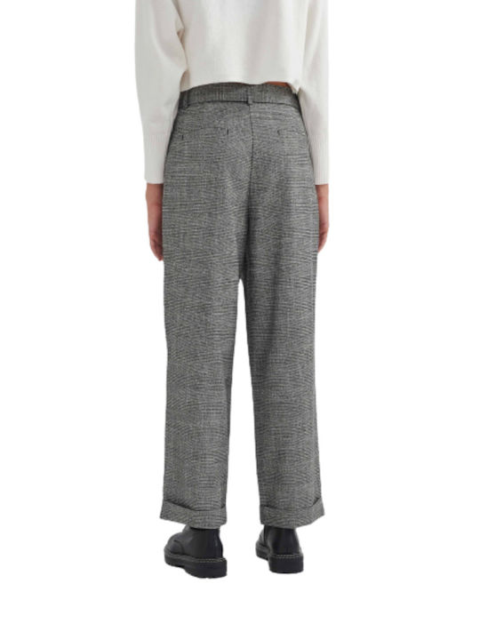 Attrattivo Women's High-waisted Cotton Trousers in Regular Fit Gray