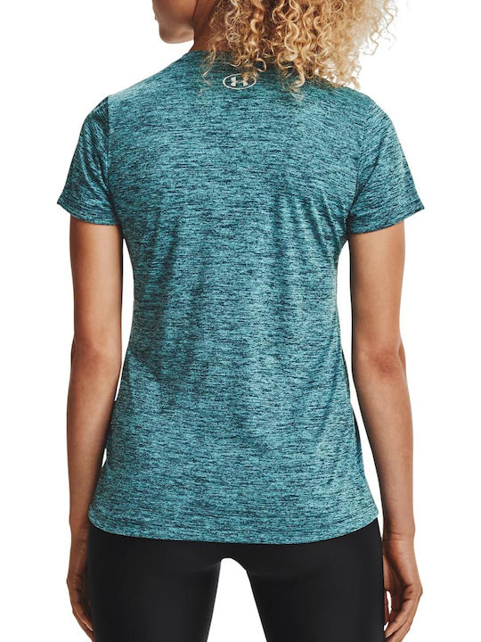 Under Armour Tech Twist Γυναικείο Αθλητικό T-shirt με V Λαιμόκοψη Μπλε