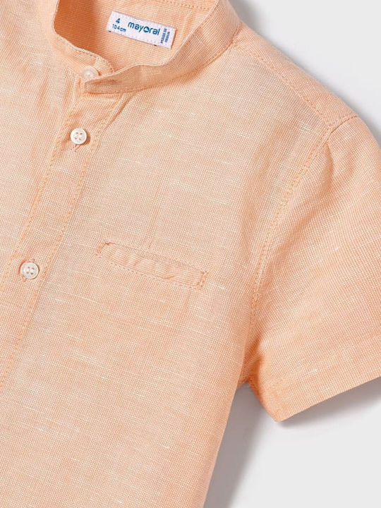 Kids One Color Shirt Short Sleeve Linen Orange