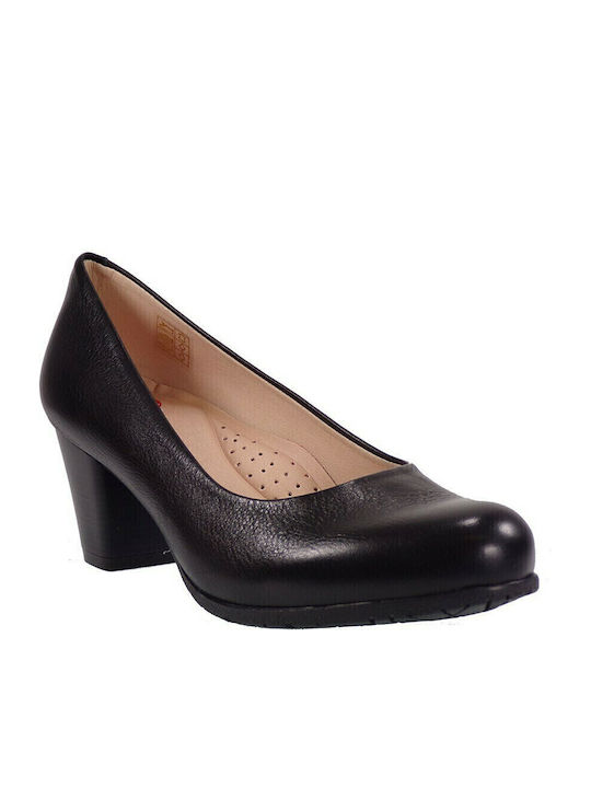 Leather Black Medium Heels