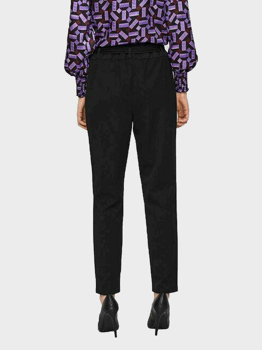 Vero Moda Women's High-waisted Fabric Trousers in Loose Fit Black