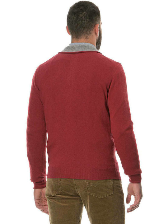 Atelier Cratere Men's Long Sleeve Sweater with Zipper Red