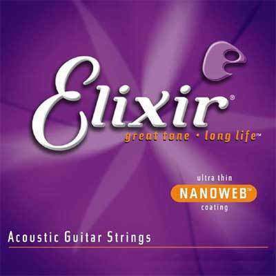 Elixir Set of 80/20 Bronze Strings for Acoustic Guitar Nanoweb 10 - 47"