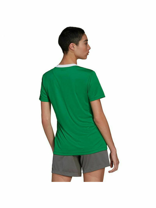 Adidas Entrada 22 Women's Athletic T-shirt Fast Drying with V Neckline Green