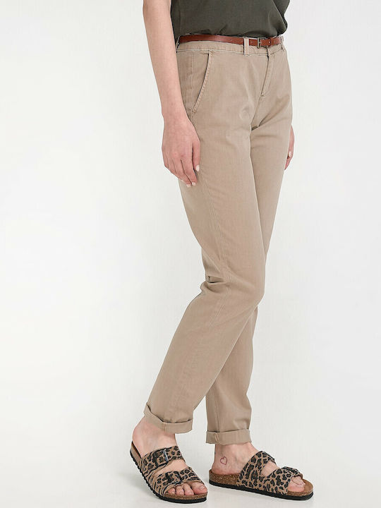 Damen Chino Hose in Lockere Passform Tabac Braun
