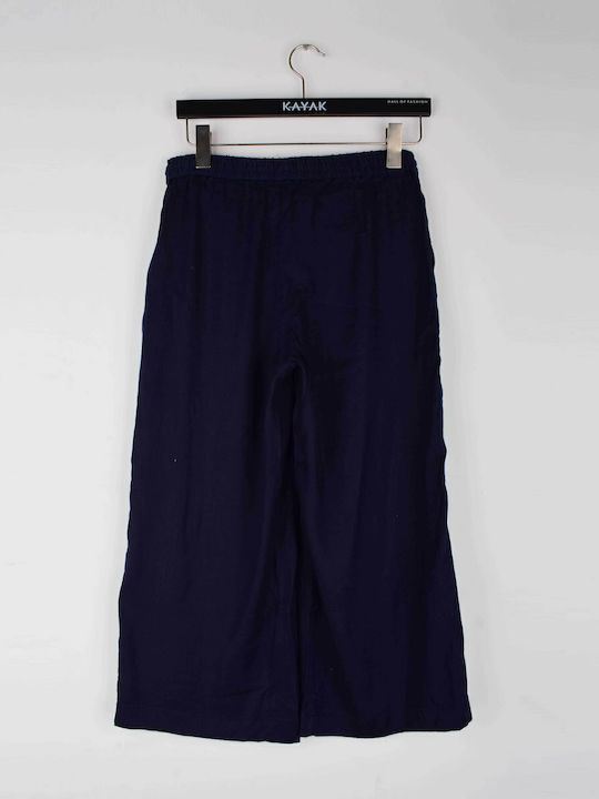 Damen Hoch tailliert Stoff Hose Blau