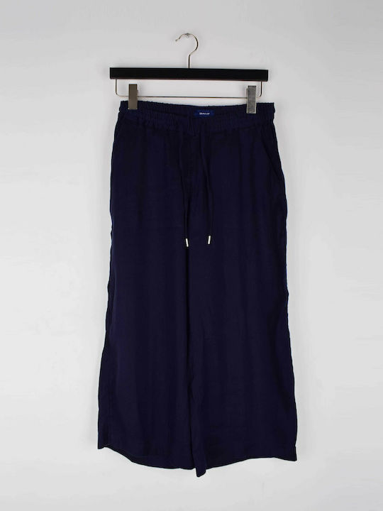 Damen Hoch tailliert Stoff Hose Blau