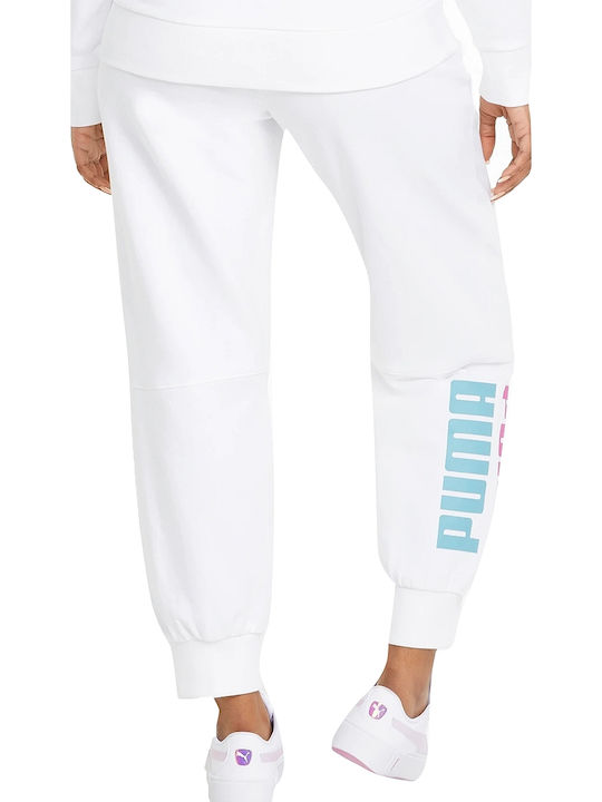 PUMA Power Colorblock Παντελόνι Φόρμας Λευκό