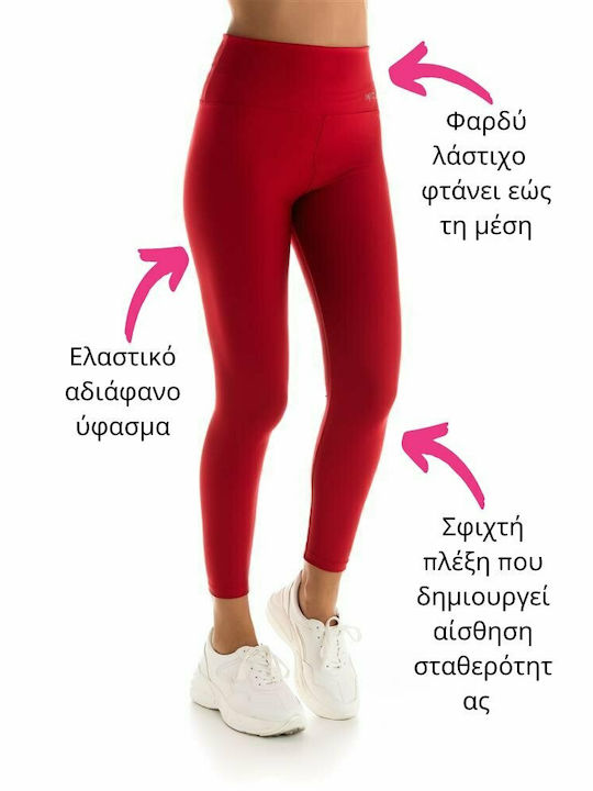 Inizio Women's Cropped Training Legging High Waisted & Push Up Red