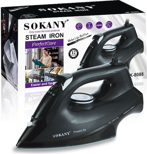 Sokany SK-8088 Steam Iron 2400W with Ceramic Plate and Continuous Steam Supply 25g/min