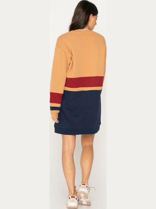 Carmine Sweatshirt Dress Mini Athletic Dress Long Sleeve Beige