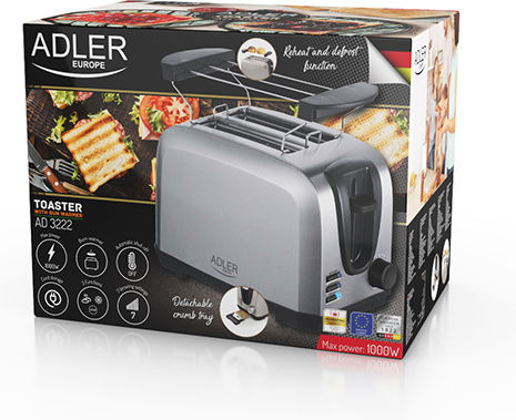 Adler Φρυγανιέρα 2 Θέσεων 700W Inox