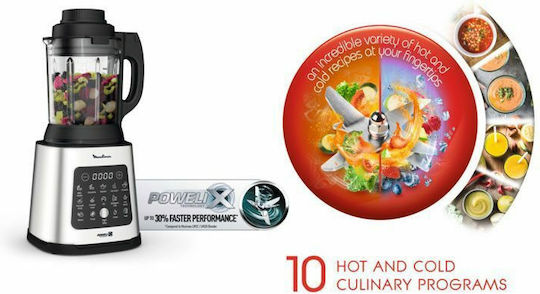 Moulinex Perfectmix Cook Μπλέντερ με Γυάλινη Κανάτα 2 lt 1400W Inox