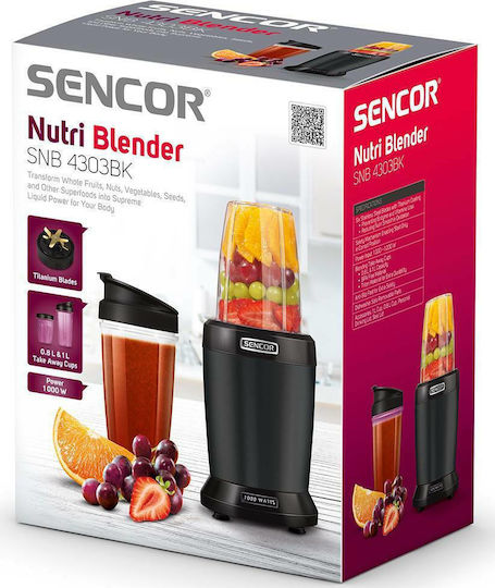 Sencor SNB 4303BK Nutri-Smoothie Blender with Tritan Jug 1 Litre 1000W Black