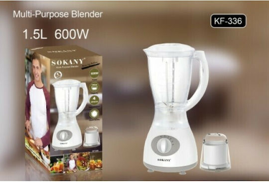 Sokany Μπλέντερ με Πλαστική Κανάτα 1.5 lt 600W Λευκό KF-336