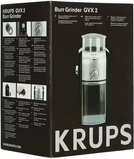 Krups Electric Coffee Grinder 100W for 200gr Beans and 12 Grind Levels Black