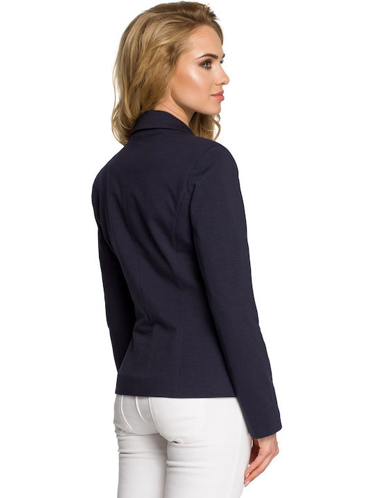 MOE M243 Women's Waisted Blazer Navy Blue MOE243