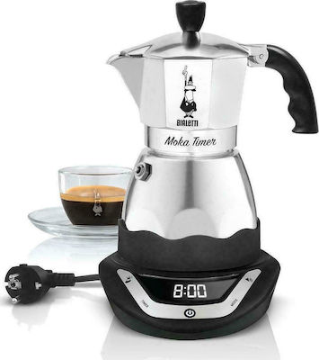 Bialetti Moka Timer Elektrisch Espresso-Kanne 6 Cups 356W Edelstahl Silber