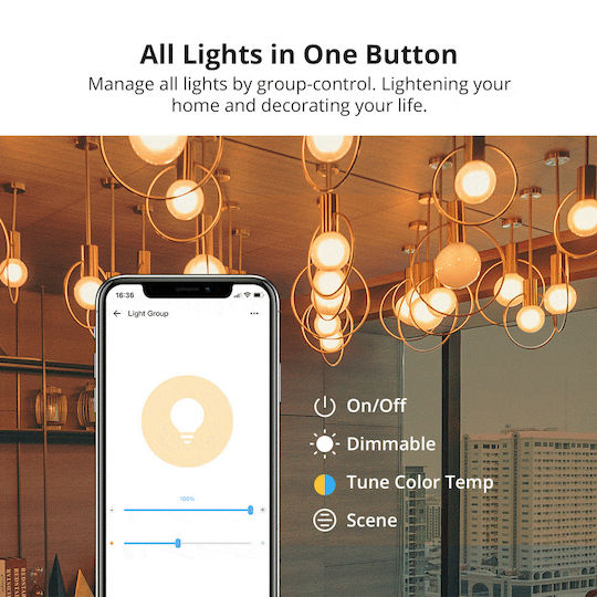 Sonoff Smart LED Bulb 9W for Socket E27 and Shape A60 RGBW 806lm Dimmable