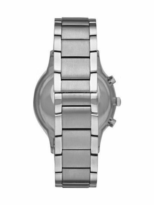 Emporio Armani Renato Ανδρικό Ρολόι 43mm Χρονογράφος Μπαταρίας με Ασημί Μεταλλικό Μπρασελέ