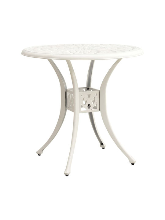 Bistro Dining Room Set for Small Outdoor Spaces 3 Pieces White with Umbrella Holder