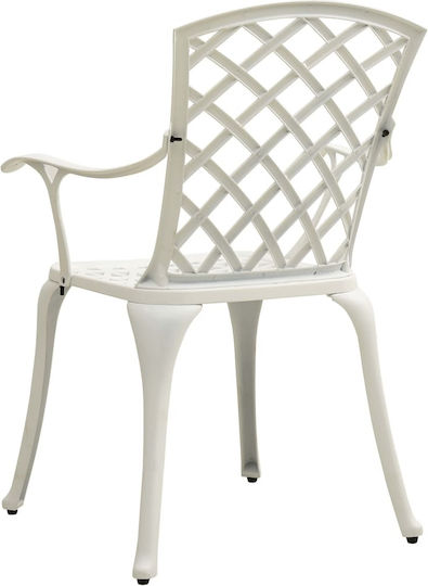 Garten- und Outdoor-Möbelsets für kleinen Raum Bistro 3Stücke Weiß mit Sonnenschirmhalter