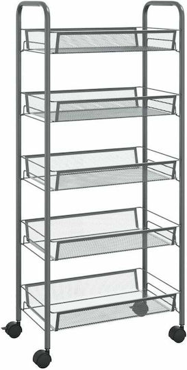 vidaXL Metallic Kitchen Trolley 5 Tiers Gray 46x26x105cm