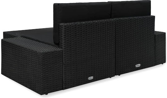 Set Cameră De Zi Pentru Exterior 3 Piese Negru Cu Perne