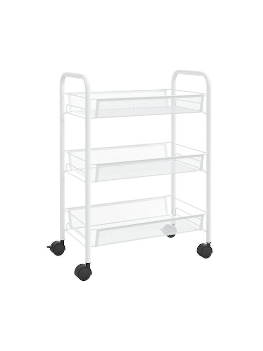 vidaXL Kitchen Trolley Metallic in White Color 3 Slots 46x26x64cm