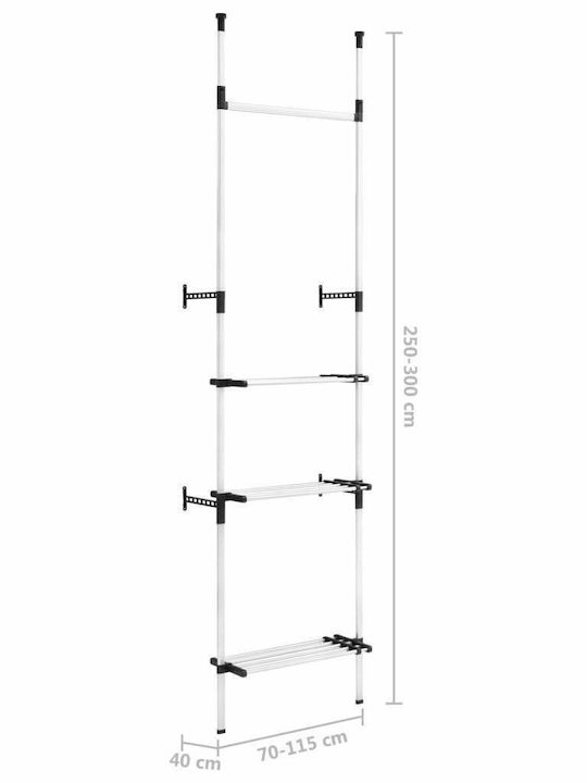 vidaXL Floor Garment Rack made of Metal Silver 300cm