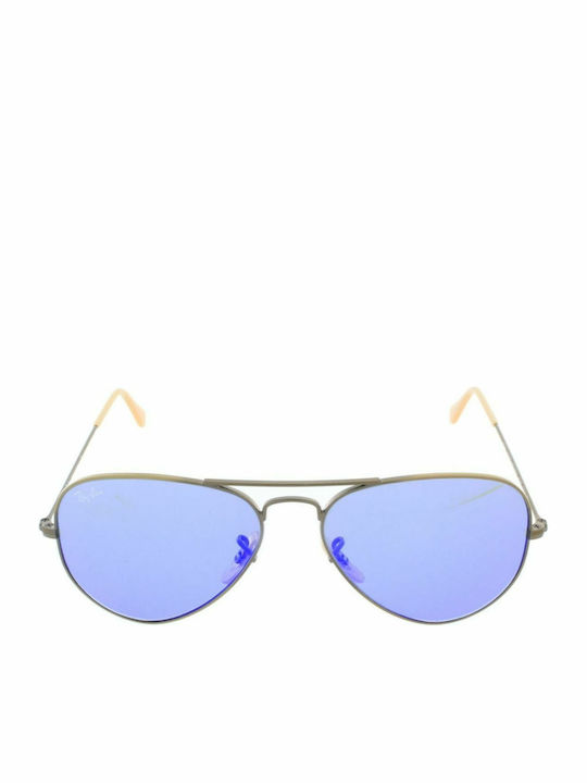 Ray Ban Aviator Unisex Sunglasses with Gold Metal Frame and Blue Mirror Lens RB3025 167/68
