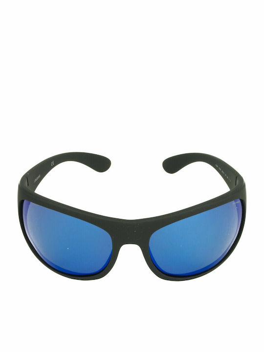 Polaroid Men's Sunglasses with Black Plastic Frame and Blue Polarized Mirror Lens 07886 003/5X
