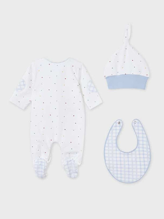 Mayoral Ecofriends Baby Bodysuit Set Long-Sleeved with Accessories White 3pcs