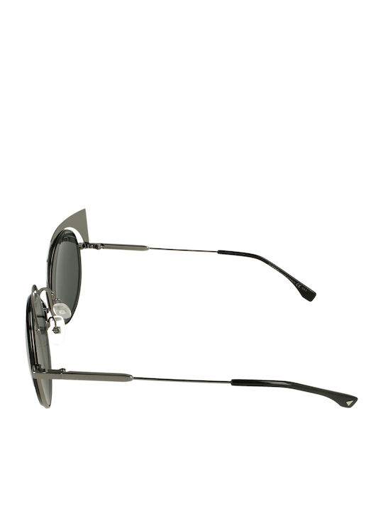 Fendi Women's Sunglasses with Black Metallic Frame and Silver Mirror Lenses
