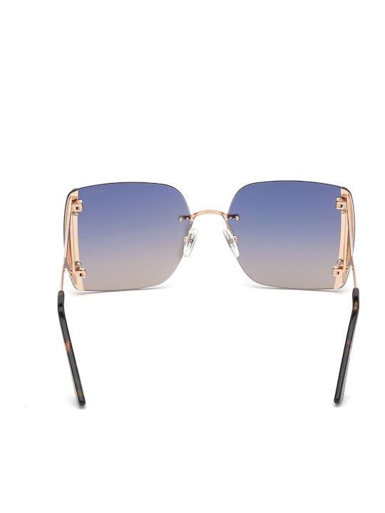 Guess Women's Sunglasses with Gold Metal Frame and Blue Gradient Lens GU7718 28W