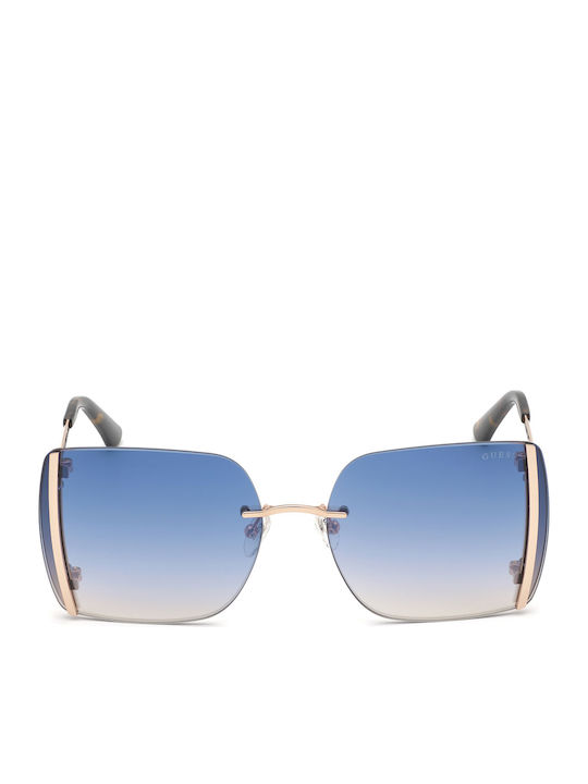 Guess Women's Sunglasses with Gold Metal Frame and Blue Gradient Lens GU7718 28W